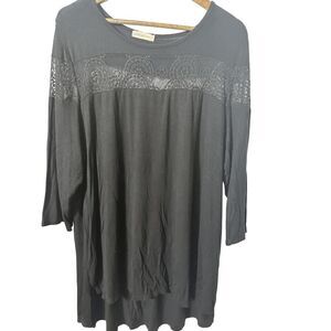 Pebble and Stone Women Black Long Sleeve Top 3X Plus